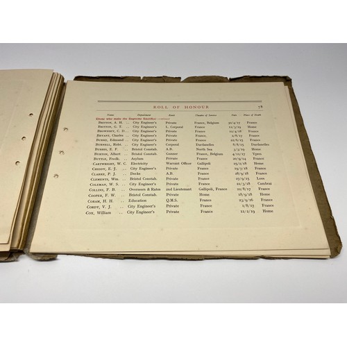 950 - City and county of Bristol Roll of Honour of all the Corporation Employees who served in HM Forces 1... 