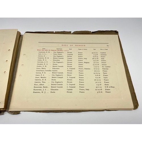950 - City and county of Bristol Roll of Honour of all the Corporation Employees who served in HM Forces 1... 