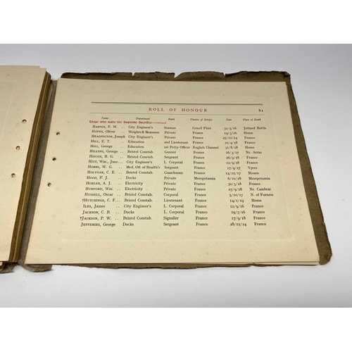 950 - City and county of Bristol Roll of Honour of all the Corporation Employees who served in HM Forces 1... 
