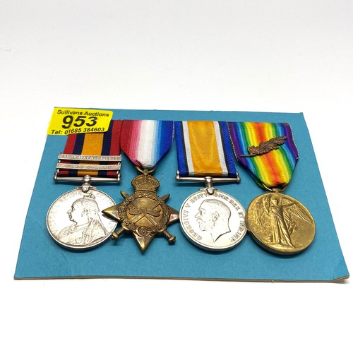 953 - Queens South Africa Medal with South Africa 1902 and Cape Colony Clap, 1914-1915 Star
British War Me...