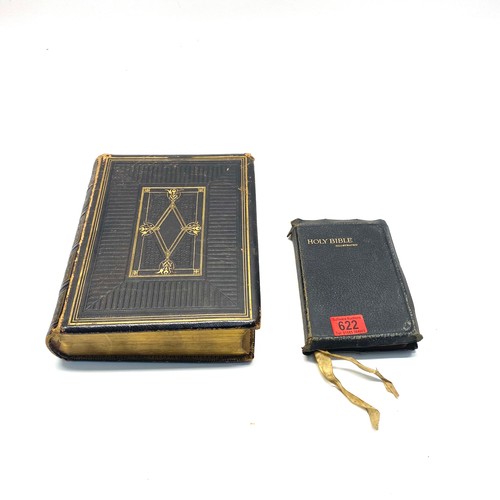 622 - 2 vintage leather bound holy bibles.