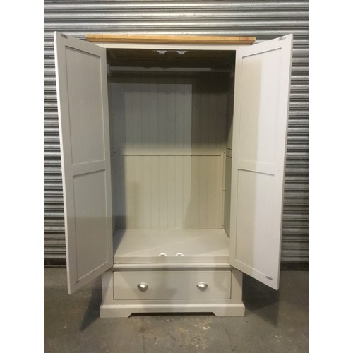 5 - Modern wardrobe in grey with wooden top and storage drawer 190cm 105cm x 64cm