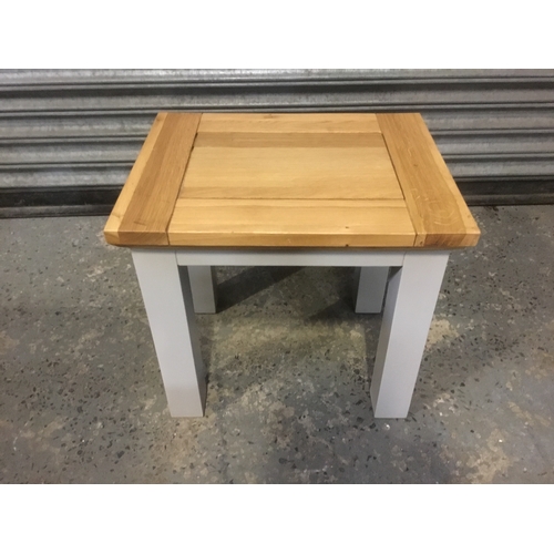 9A - Small modern side table in grey with a wooden top