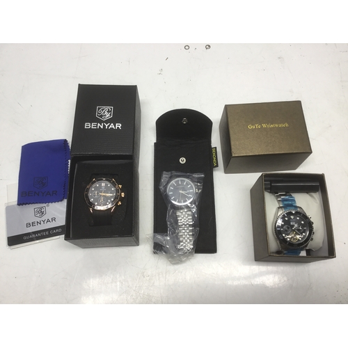 667 - Three men’s watches including Sekonda, Tevise and Benyar