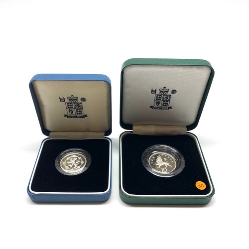 871 - Royal mint silver proof £1 coin, and one 10p silver proof coin.