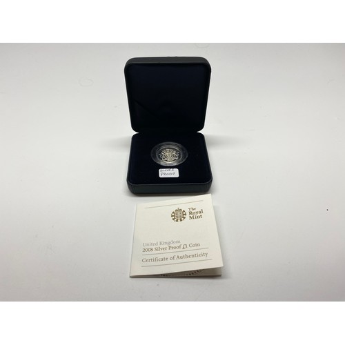 873 - Royal Mint 2008 Silver proof £1.00 coin