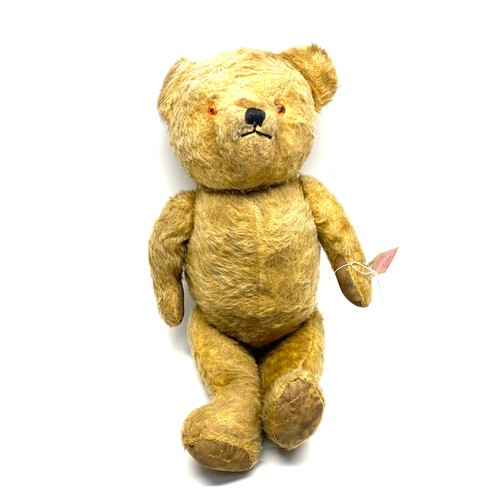 673 - vintage mohair golden teddy bear with orange & black eyes.