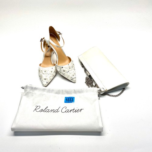 1033 - Roland Cartier Ladies heel shoes 36 and a clutch bag.