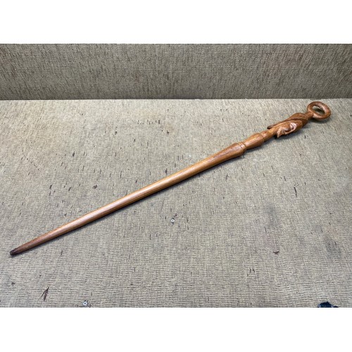 681 - carved African fruit wood walking stick.