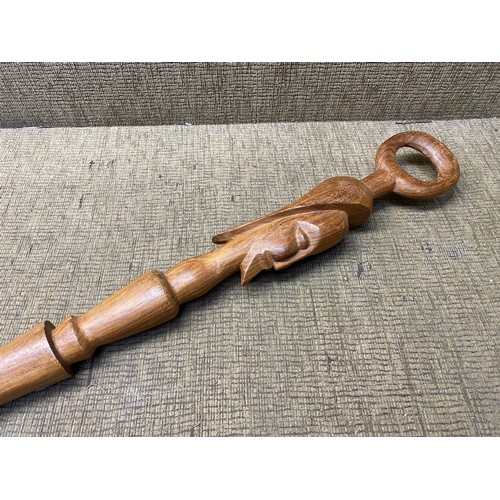 681 - carved African fruit wood walking stick.