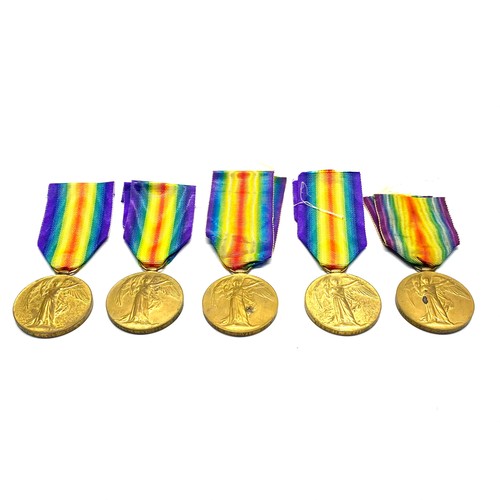 915 - Five WW1 Allied Victory Medals (All Somerset Light Infantry)14752 A Cpl Hancock, 2987 Pte R Green, 2... 