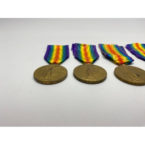 915 - Five WW1 Allied Victory Medals (All Somerset Light Infantry)14752 A Cpl Hancock, 2987 Pte R Green, 2... 