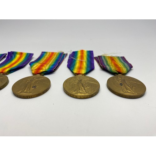 915 - Five WW1 Allied Victory Medals (All Somerset Light Infantry)14752 A Cpl Hancock, 2987 Pte R Green, 2... 