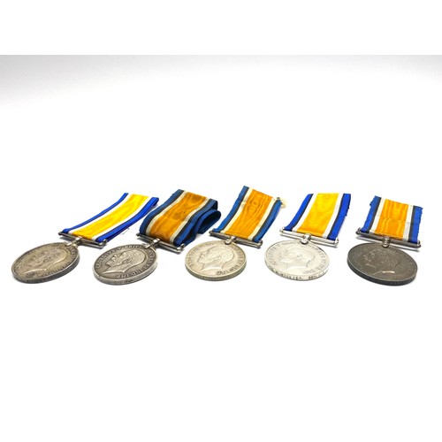 916 - Five WW1 British War Medals (All Somerset Light Infantry) 41968 Pte ST Morris, 38501 Pte F W Sweetma... 