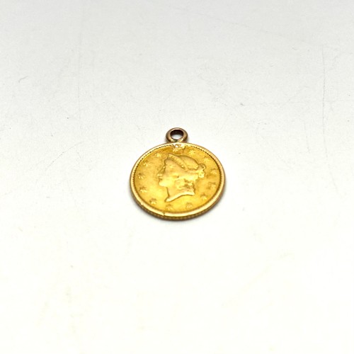 989 - 1853 Gold Liberty head dollar (loop fitted) 1.7g