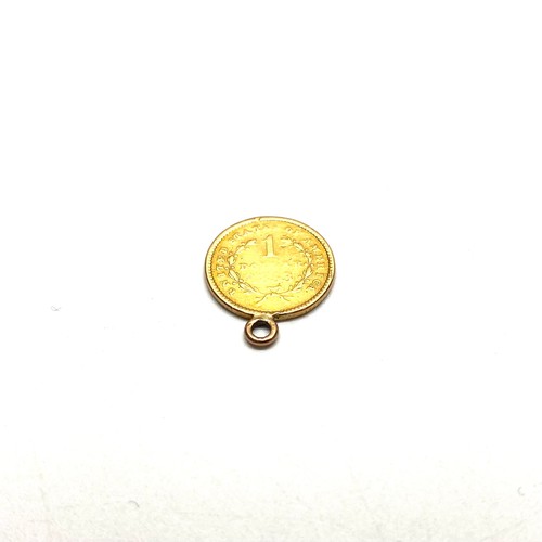 989 - 1853 Gold Liberty head dollar (loop fitted) 1.7g