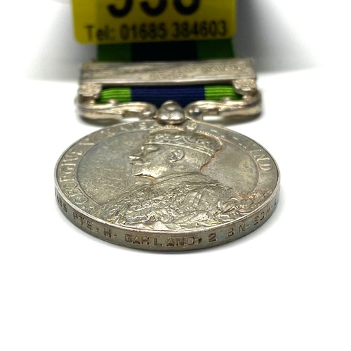 938 - India General Service Medal 1908-35 George V, with Afghanistan NWF1919 Clasp awarded to:8486 Pte H G... 