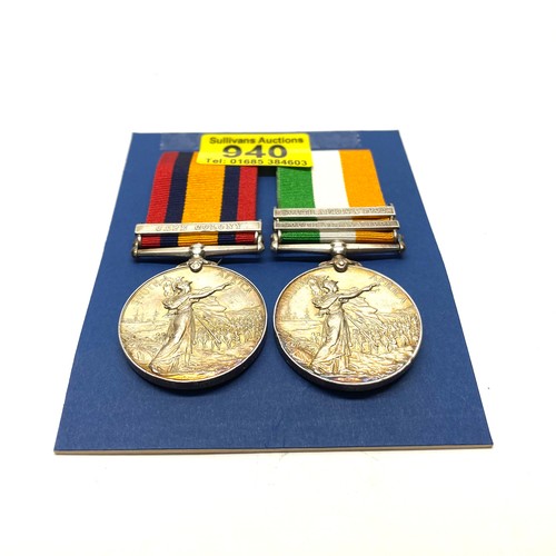 940 - Queens South Africa Medal with Cape Coloney Clasp and Kings South Africa Medal with South Africa 190... 