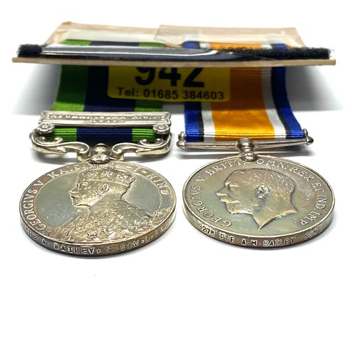 942 - India General Service Medal 1908-35 George V, with Afghanistan NWF1919 Clasp and British War Medal a... 