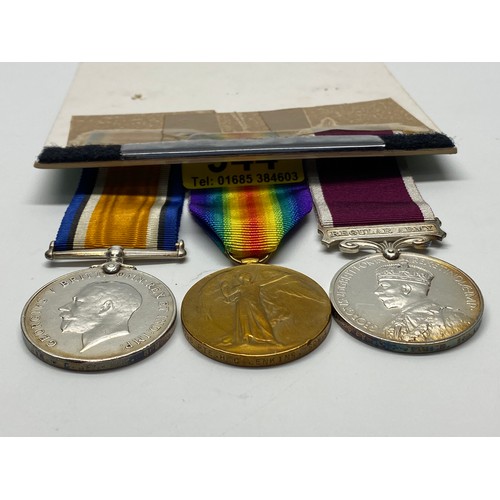 944 - The British War Medal, The Allied Victory Medal and Regular Army long service and good conduct medal... 