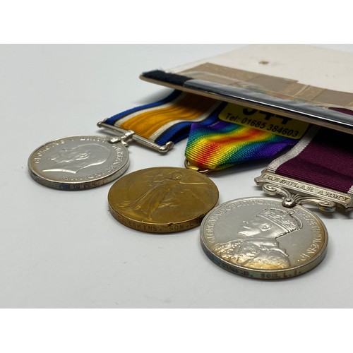 944 - The British War Medal, The Allied Victory Medal and Regular Army long service and good conduct medal... 