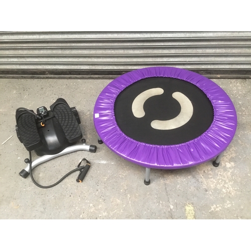 38A - Opti mini fitness trampoline and a reebok stepper for exercising