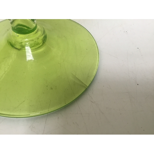 757 - Large uranium glass with slight crack to the base 30cm tall