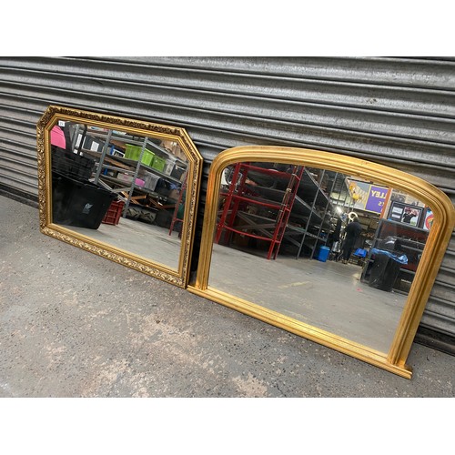 274 - 2 lovely gold framed mirrors including An art nouveau gold gilt framed mirror; 104cm x 74cm