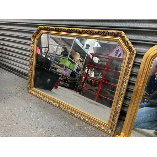 274 - 2 lovely gold framed mirrors including An art nouveau gold gilt framed mirror; 104cm x 74cm