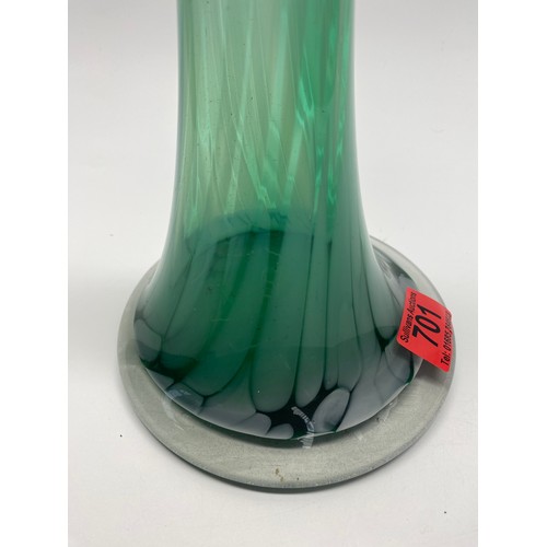 701 - lovely long stem floor standing stuido art glass vase.