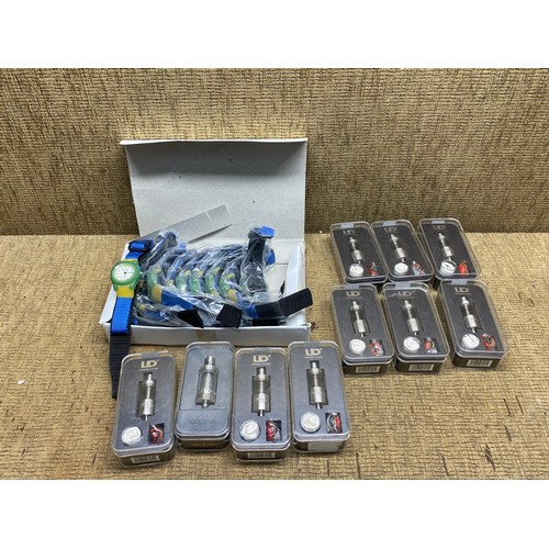 13 - UD vape atomisers and a quantity of waterproof watches