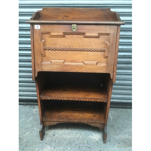 50 - Beautiful arts and crafts students oak writing bureau