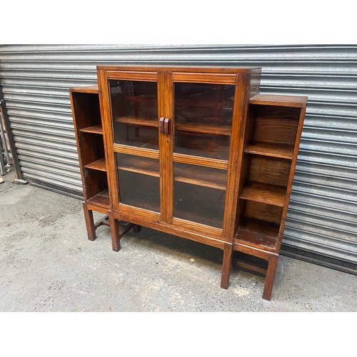 56 - Antique Art deco oak display cabinet.