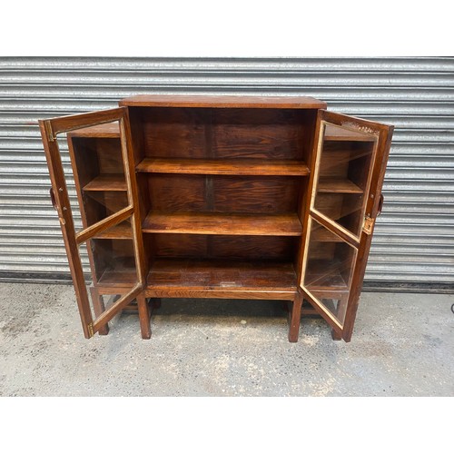 56 - Antique Art deco oak display cabinet.