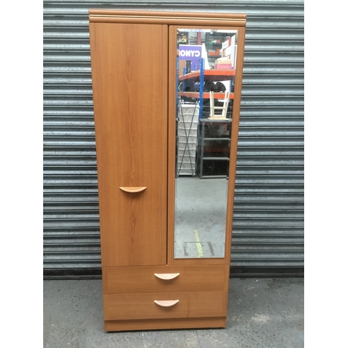 110 - Double door wardrobe 182cm x 76cm With mirror and two drawers