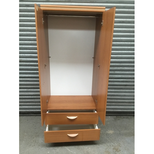 110 - Double door wardrobe 182cm x 76cm With mirror and two drawers