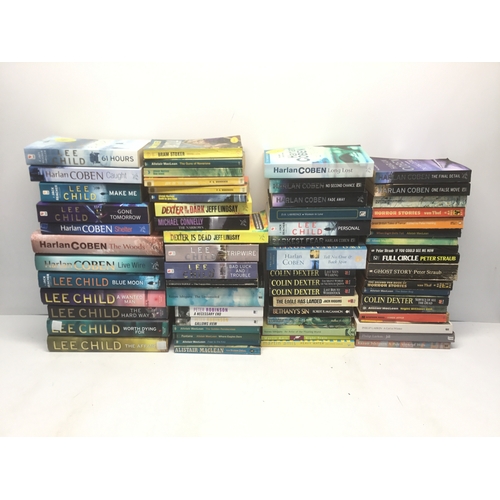 130 - A quantity of paperback books including Lee Child and Jeff Lindsay