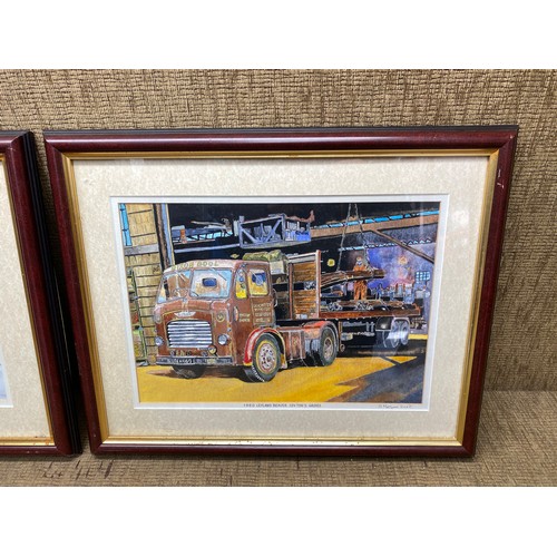 472 - 2 watercolour paintings Layland trucks by S. Morgan 2008.