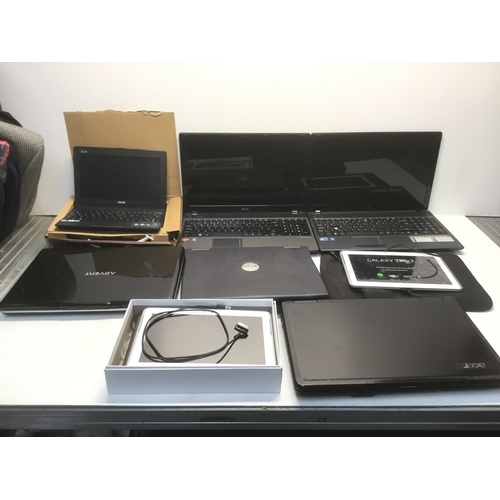 65A - A collection of laptops and tablets including Samsung galaxy tab 2 and Acer