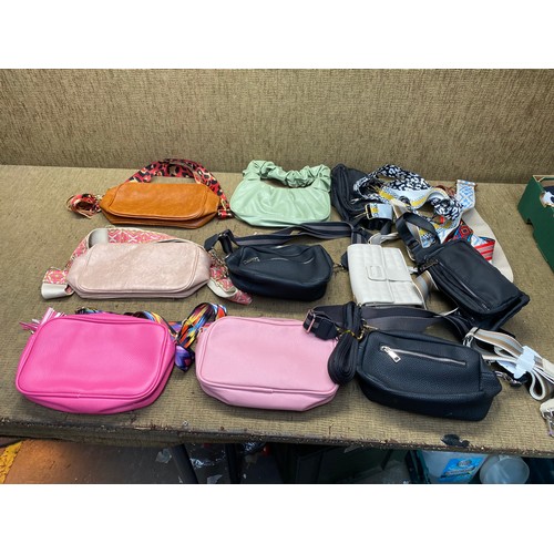 180 - mixed collection of ladies bags and strapes.