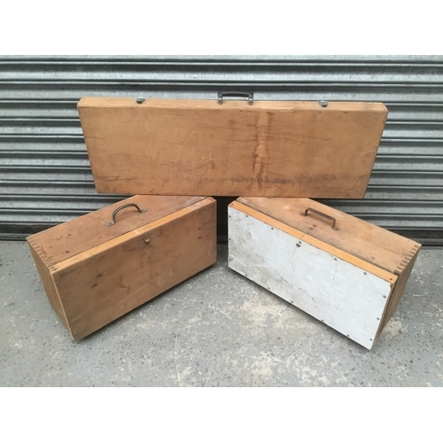 185 - Three wooden tool boxes