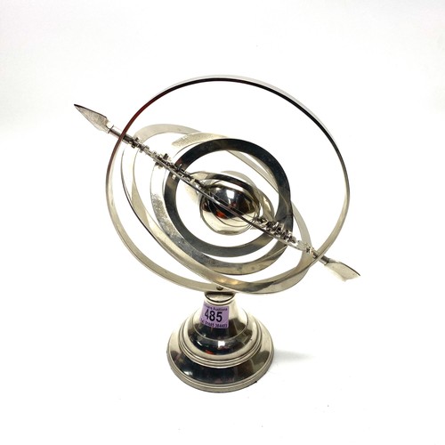 485 - chrome armillary sphere with arrow nautical maritime astrolabe globe.