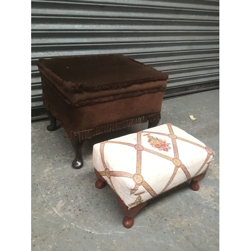 198 - Two vintage foot stools one with storage