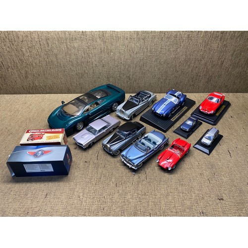 495 - Selection of Model sports cars and a die cast London Bus.