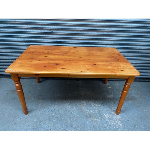 340 - Large pine dinning table; 150cm x 90cm x 76cm.