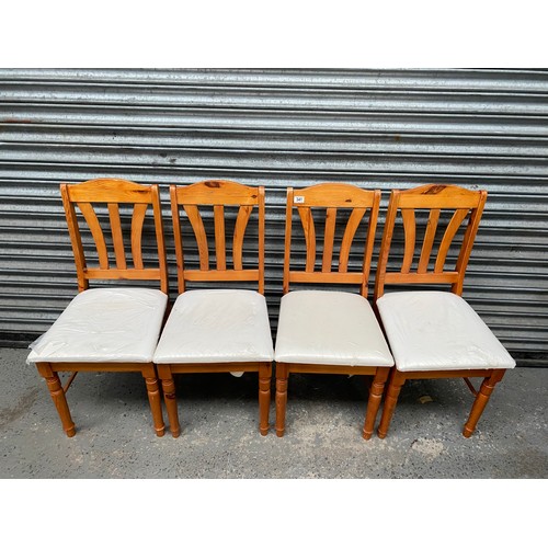 341 - 4 pine dining chairs.