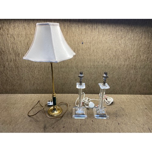 348 - 3 modern lamps including plexie glass lamps.