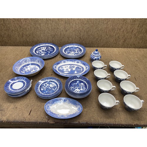 230 - blue and white plates and cups by willow.