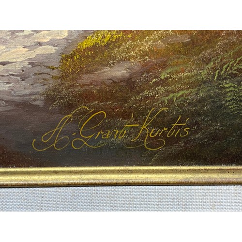 1186 - Original oil on canvas by the British artist Andrew Grant Kurtis b. 1950 depicting a Highland scene ... 