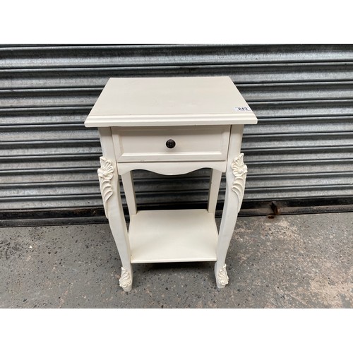 243 - french style white bedside cabinet.